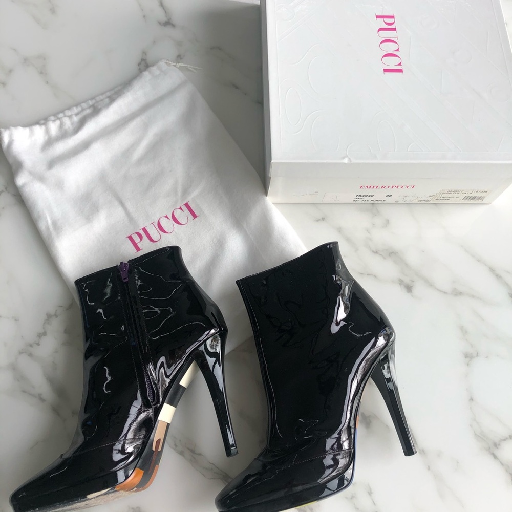 Emilio Pucci patent booties